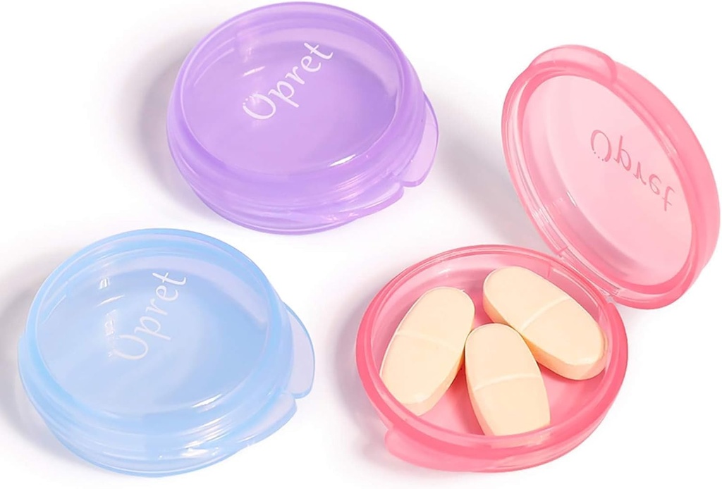 Opret Μικρό κουτί χάπι (3 Pcs), Χαριτωμένο θήκη χάπι Φορητή για Pocket Purse Χαρτοθήκη Ταξίδια Χάπια κουτί Ιατρική Αποθήκευση δοχείο Earplug περίπτωση (Rose&Blue&Purple)