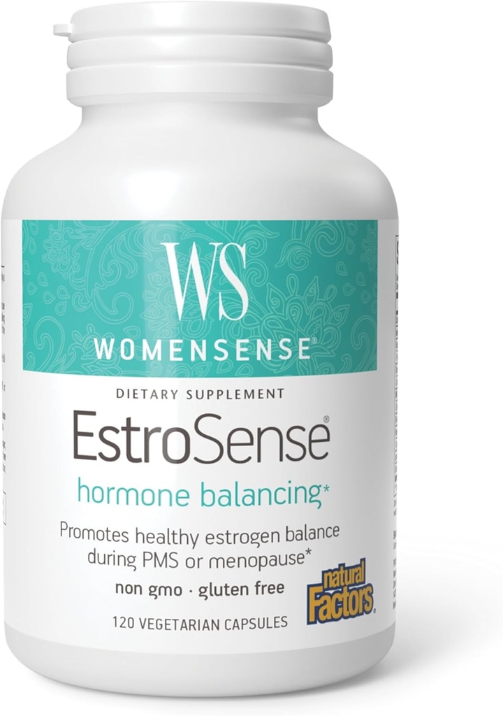 Doğal Faktörler Kadınları EstroSense - Daily Hormonal Balance Support Supplement - Sağlıklı Menstration & Menopause - Non-GMO Natural Supplement - 120 Vegetarian Capsules (60 Hizmet)