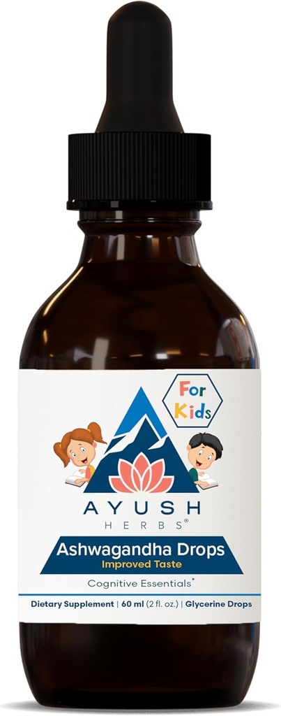 Ayush Herbs Ashwagandha Çocuklar ve Yetişkinler için Bırakıyor - Alkol Özgür Ashwagandha Drops, Calm Focus for Organic Ashwagandha, Lemon Flavor - 2 Fl Oz (80 hizmet)