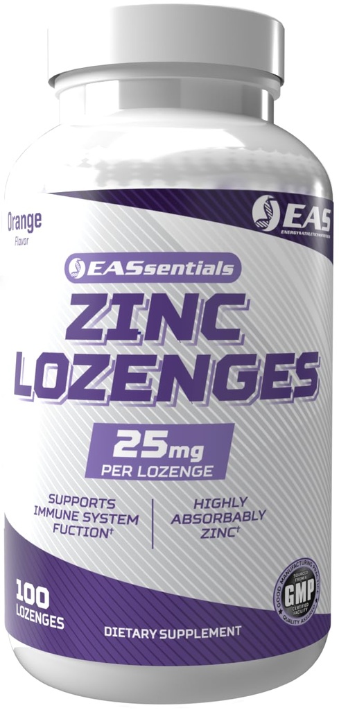 EAS çinko Lozenges | No Fillers veya Katkılarla Yüksek Lisans | Destekler Immune Function | Gluten Free, Non GMO | 100 Lozenges (Orange Flavor)