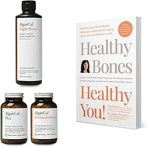 ALGAECAL Sche - Bone Builder Pack,uba Supplement Vitamin D, K2, Strontium & Omega 3 Fish Oil with EPA & DHA & The Book by Lara Pizzorno Health Bones Sağlıklı You