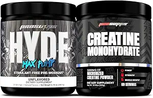 POSUPPS Hyde Max αντλία διεγερτικό-ελεύθερος προ-εξάσκηση, χωρίς γεύση και Createine 300 Bundle