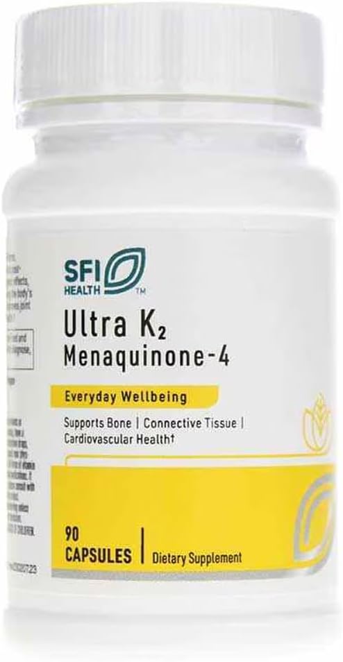 Klaire Labs SFI Health Ultra K2 Menaquinone - 4 - Vitamin K2 Capsule 15 mg of Vitamin K2 MK4 per Capsule - Support Bone & Cardiovascular Health - Hipoallergen & Vegan Vitamin K (90 Capsules)