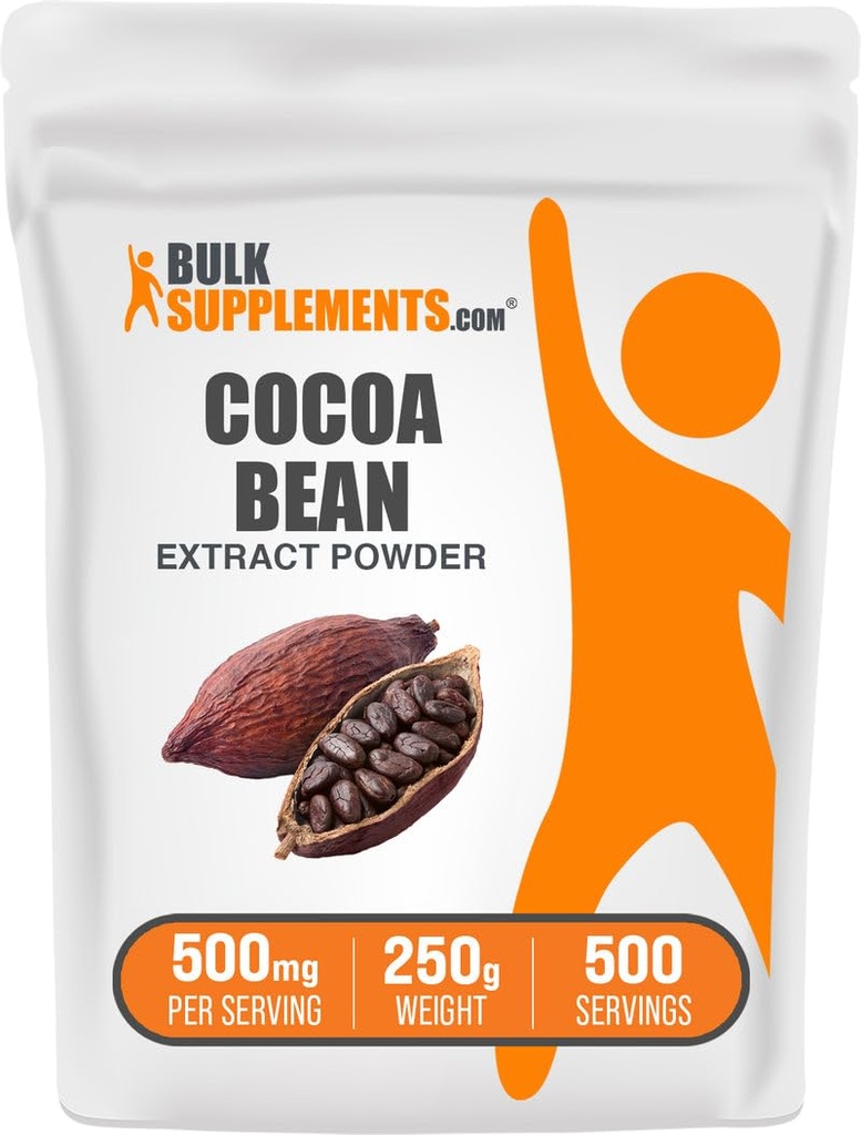 BulkSupplements.com Cocoa Bean Extract Powder - Cocoa Supplement - Χωρίς ζάχαρη, Vegan & Gluten Free, 500mg ανά Σερβίρισμα, 250g (8,8 oz) (πακέτο του 1)