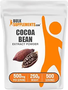 BulkSupplements.com Cocoa Bean Extract Toz - Cocoa Supplement - Unsweetened, Vegan & Gluten Free, 500 mg per Service, 250g (8.8 oz) (Pazar 1)