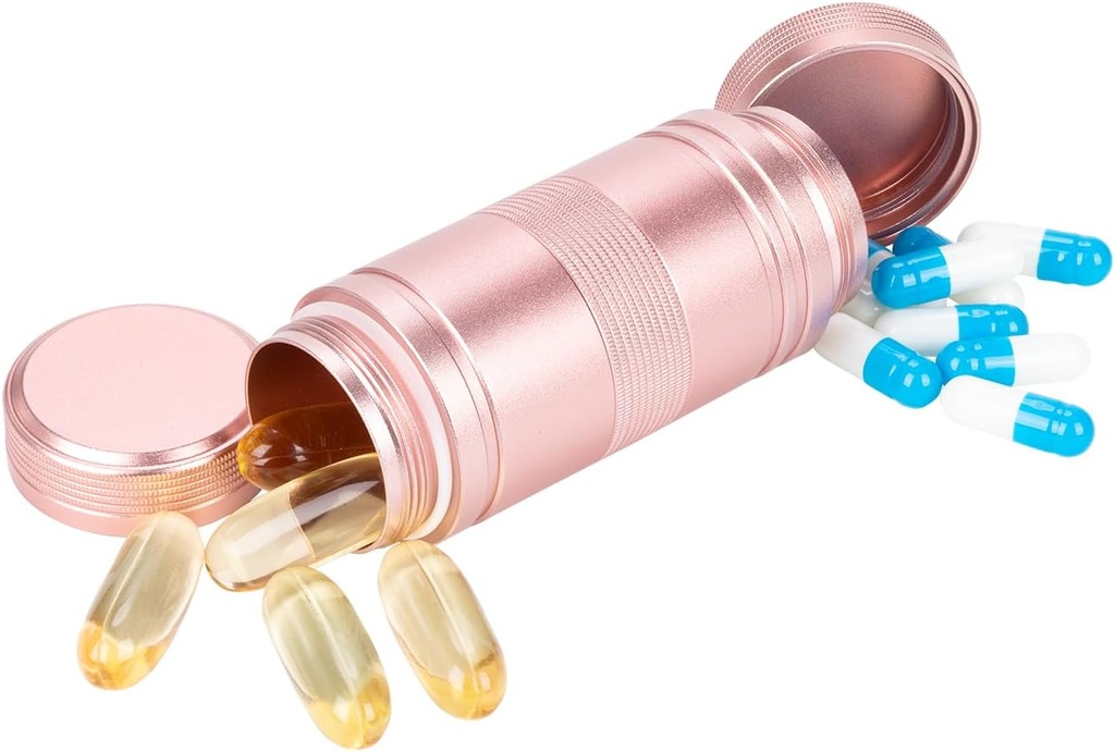 Küçük Pill Box Metal Pill Case - Pocket Purse için Portre Hapı, Seyahat Günlük Pill Sahibi, Tıp Vitamin / Fish Oil /Supplements Pink 1 Pack