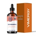 Vimergy USDA Organik Ashwagandha Sıvı Ekstraksiyon, 57 Hizmet -Stres Supplement Drops - Adaptogen - Destekler Bilişsel Fonksiyonl - Uyku Desteği - Alkol Özgür, Non-GMO, Vegan & Paleo Dostu (115 ml)