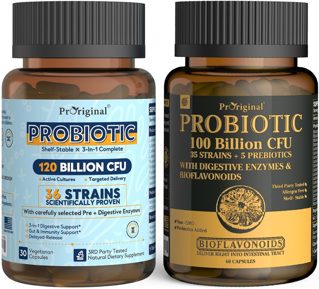 Probiyotik 100 Milyar CFU + Gut & Digestive Health için 120 Milyar CFU, Vegan Acidofili