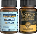 Probiyotik 100 Milyar CFU + Gut & Digestive Health için 120 Milyar CFU, Vegan Acidofili