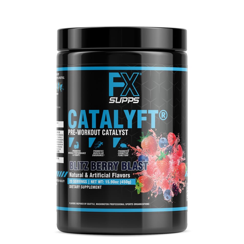 FXSUPPS Catalyft Pre-Workout TozDrink for Men and Women Blitz Berry Blast Diyetary SupplementMix with Kretine,Caffeine & Beta-Alanine | Best for Energy Pump,MuscleGet & Focus,20 Services(1 Pack)