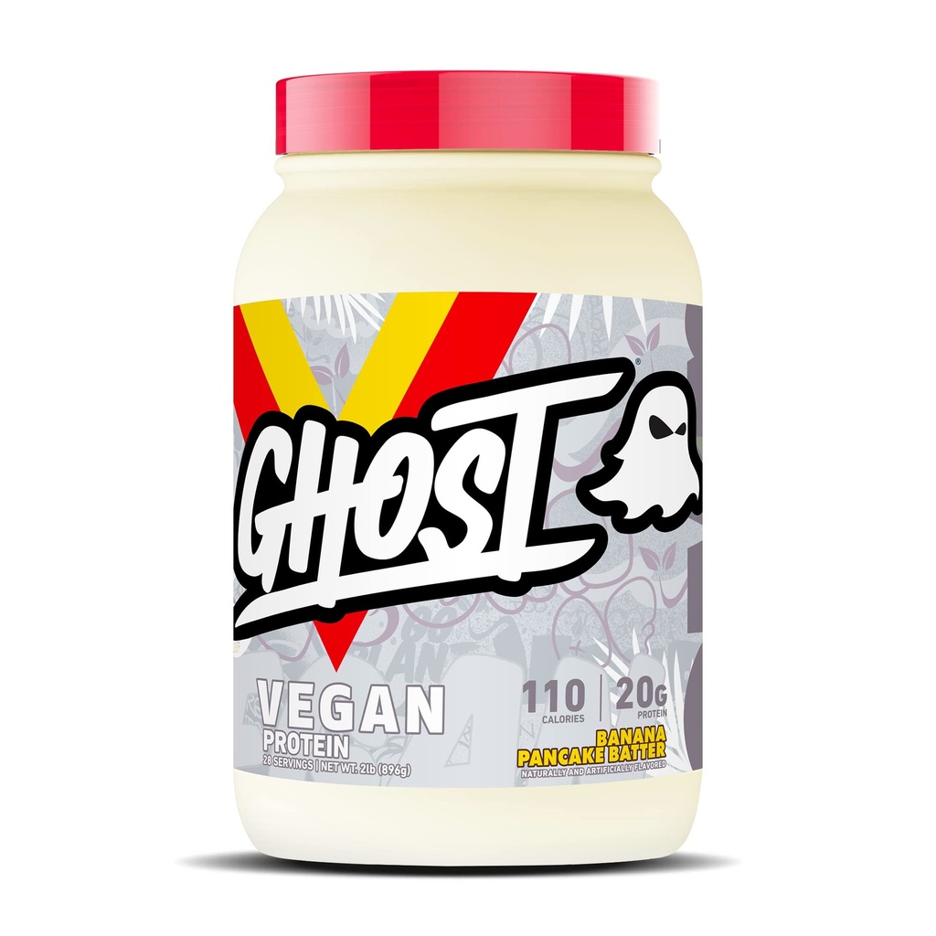 GHOST Vegan Protein Toz, Banana Pancake Batter - 2lb, 20g of protein - Plant-Based Pea & Organik Kabak Protein - post Workout & Beslenme Shakes, Smoothies ve Baking - Soy & Gluten-Free