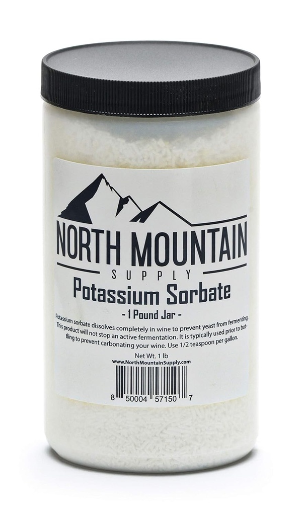 North Mountain Supply Food Grade P properties Sorbate Stabilizer for Wine, Brewing, and Food P protection – 1 Pound Jar