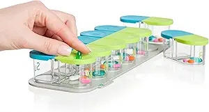 Sagely Smart XL Haftalık Pill Organizer - Sleek AM/PM Bir Gün Pill Box Ücretsiz Akıllı Telefon Hatırlatıcı App ve 7 Gün Seyahat Konteynerleri (Balık Yağ ve D Supplements)