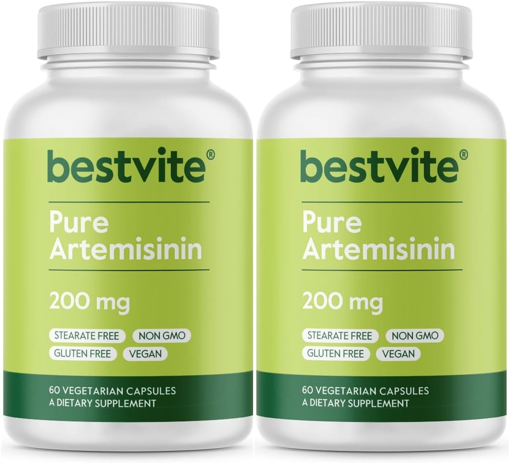 BESTVITE Artemisinin 200mg (120 κάψουλες χορτοφάγων) (2-πακέτο) - Δεν Stearates - Δεν Flow Agents - Vegan - Χωρίς γλουτένη - Μη ΓΤΟ