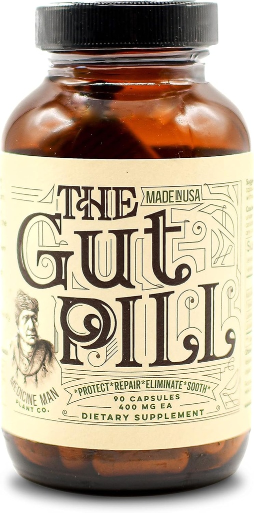 The Gut Pill 90 Capsules - Natural Gut Health Supplements for Women & Men for Leaky Gut Repair - With Marshmallow Root Herb, Calendula Flower, Triphala Fruits, and Lactobacillus Acidophilus