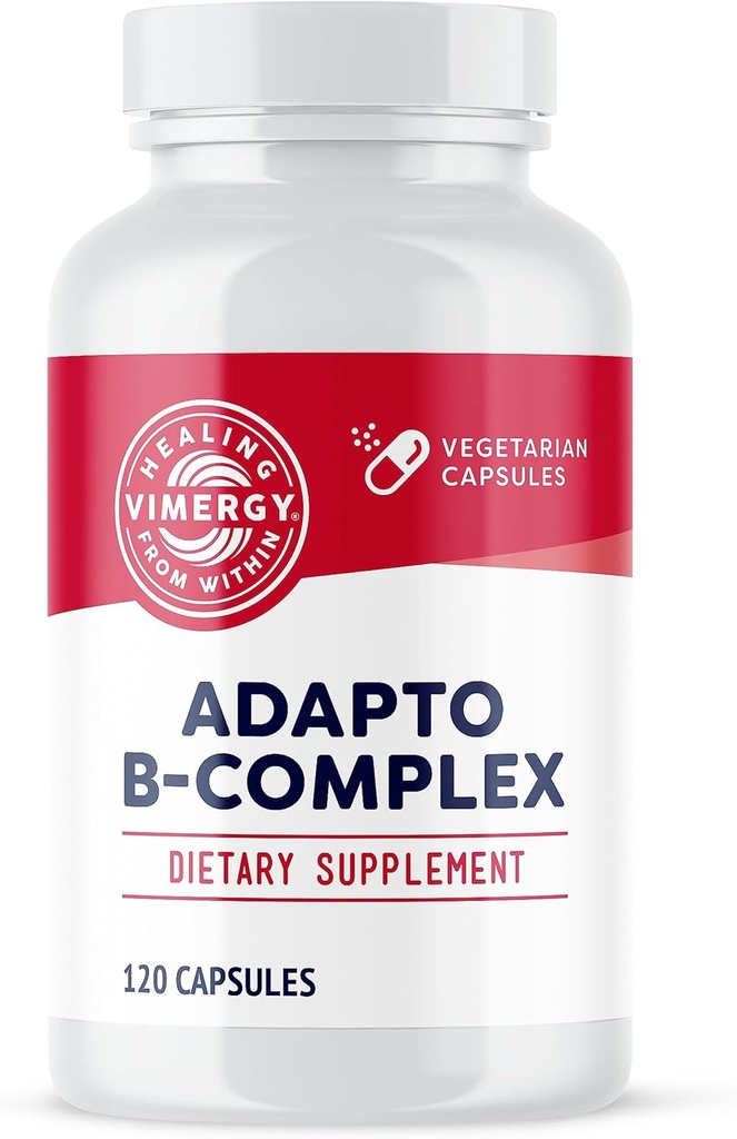 Vimergy Adapto B Kompleksi, 120 Hizmet - 8 B Vitamini ile Yüksek Potency, Rhodiola & Hawthorn Berry - Supports mental Energy, Cognition, Mood - Non-GMO, Kosher, Vegan, Paleo, No Gluten, No Soygun