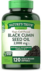 Nature's Truth Black Seed Oil Pills | 2000 mg | 120 Softgels | Virgin Cold Pressed Cumin | Non-GMO ve Gluten Free Supplement Supplement Supplement