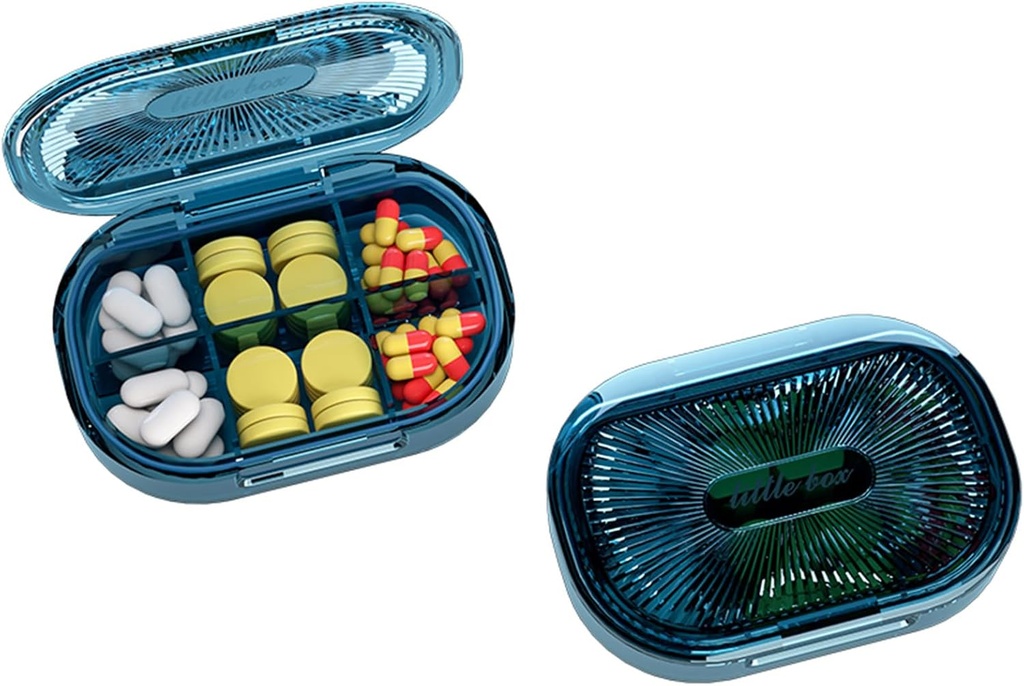 Küçük Pill Box, Moisture Kanıt Pill Case, Seyahat Pill Pocket Purse, Daily Portable Medicine Vitamin, Fish Oil, Supplement (Mavi)