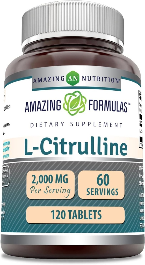 Amazing Formulas L Citrulline 2000mg Per 120 Tabletler Tamam | Erkekler ve Kadınlar için Amino Asit Supplement | Gluten Ücretsiz | ABD'de Yap
