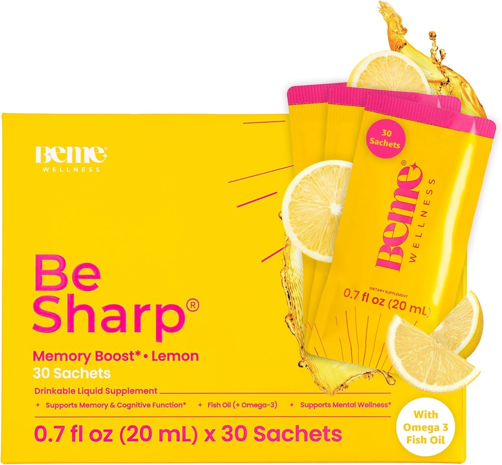 BeMe Liquid Omega 3 Fish Oil - Turmeric Curcumin, Lemon Balm Extract & Omega 3 Supplement for Women - Patented EPAX® for Quick Abors & high bioavailability - Supports Memory & Brain Health