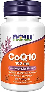 NOW Συμπληρώματα, CoQ10 (Συνένζυμο Q10) 100 mg, Φαρμακευτικός Βαθμός, Καρδιαγγειακή Υγεία *, 50 Softgels
