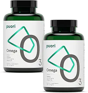 Puori Omega 3 Fish Oil Supplement - Ultra Pure & Burpless Wild Caught Fish Oil 2000 mg Omega 3 Fatty Acids,1250 mg EPA & 500 mg DHA Supports Heart, Brain & Eye Health - IFOS sertifikalı - 240 Softgels
