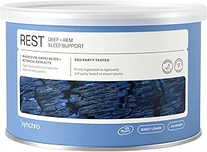 Synchro - Geri Uyku Tamamları, Yetişkinler için Rahatlama Uyku Aids, Derin Uyku Desteği için Tozlu Magnezyum Supplement, Gece İçilir Uyku Tamam, Sweet Lemon Flavor, 210 Grams