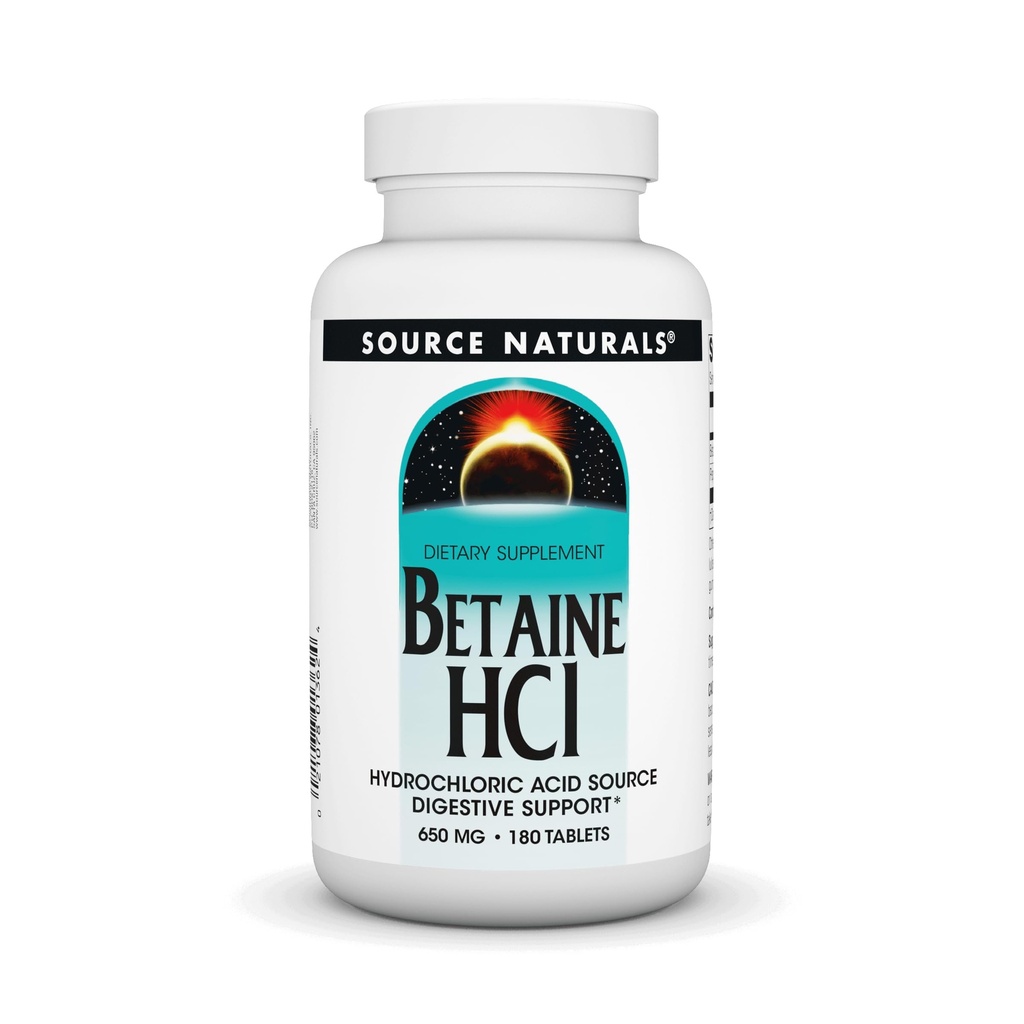 Source Naturals - Betaine HCl Hydrochloric Acid Source 650 mg. - 180 δισκία