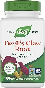 Nature's Way Devil's Claw Root, Traditional Joint support*, 960 mg ανά 2-Capsule Serving, Gluten-free, Non-GMO Project Επαληθευμένο, 100 Vegan Capsles (Packing May Vary)