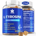 L Tyrosine Gummies 1100mg Mood Support Blend, with Ashwagandha, L-Theanine, Vitamin B Complex B6, Folate(Vitamin B9), Focus & Memory, Cognition & Brain Function, Energy Boost,Stress Support, 2Pc/120ct