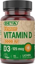 DEVA Vitamin D3 5000 IU, Sunshine Supplement, 125 mcg of Vegan D3, 90-Count Şişe