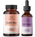 HERBAMAMA Goat'ın Rue ve Milk Butle Kit - 1200 mg Goat'ın Rue Capsules & Milk Butle Liver Detox Drops 2 fl oz - Vegan, Non-GMO, Sugar & Alkol-Free - 2 Pack