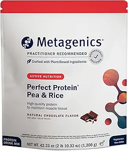 Μεταγονική Perfect Protein Pea & Rice - Φυτική Σκόνη Πρωτεΐνης με 20g Πρωτεΐνη & 3.5g BCAAs - Υποστηρίζει την ανάπτυξη των μυών & την αποκατάσταση - Μη ΓΤΟ, Χωρίς γλουτένη, Γαλακτοκομικά Χωρίς - Σοκολάτα - 30 Σερβιέτες