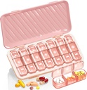 Pill Organizer 3 Times A Day, 7 Day Pill Box - GloDeals Weekly Pill Organizer, Portreatif Re taşınma Günlük Tıp Konteyneri Vitamin Balık Yağı Tamam, Pink Medical Konteyner Davası