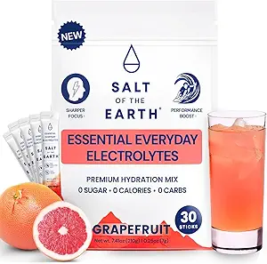 Dünya Premium Zero-Sugar Electrolyte - Pink Himalaya Salt ile yapılır - Hydration Toz Paketleri | Premium Malzemeler | Keto & Paleo Friendly | 30 Sticks, Grapetre