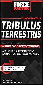 Force Factor Tribulus Terrestris for Men, testosteron ATM and Male Vitality Supplement, Tribulus Extract and Natural Materials Materialss for Superior Abors, Fundamental Series, 1000 mg, 60 Capsules