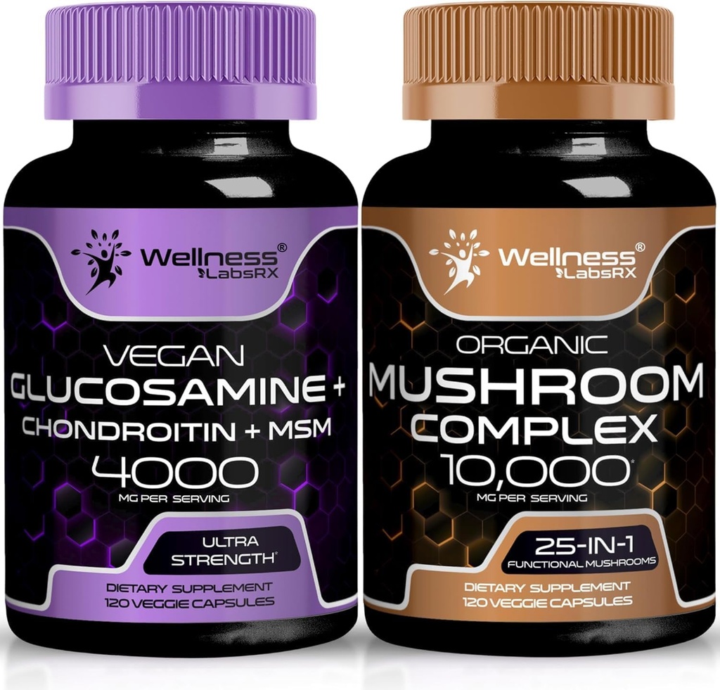 WELLNESS LABSRX Glucosamin Chondroitin MSM | Mushroom Supplement Capsules