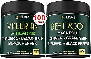 5in1 Valerian Root Supplement & 6in1 Beet Root Capsules - Destek Restful Night, Heart Health, Digestive ve Immune