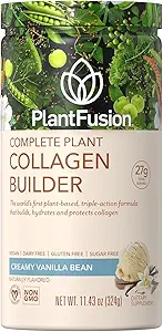 PlantFusion Vegan Collagen Powder - Plant Based Collagen Protein Powder for Muscle & Joints, Hair, Skin & Nails - Keto, Gluten Free, Soy Free, Non-Dairy, No Sugar, Non-GMO - Vanilla 11.43 oz