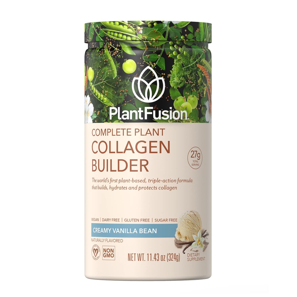 PlantFusion Vegan Collagen Toz - Plant Based Collagen Protein Toz Kas & Ortaklar için Toz, Saç, Skin & Nails - Keto, Gluten Free, Soy Free, Non-Dairy, No Sugar, Non-GMO - Vanilla 11.43 ozz