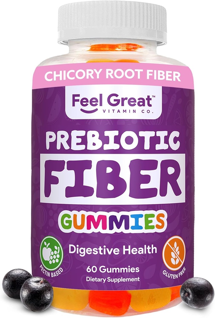 Prebiyotik Fiber Gummies Tarafından Feel Great Vitamin Co (60 Gummies) | Yardımlar Digestive Health, Restore Natural Gut Flora ve Destek Genel Sağlık & Immunity* | Vegetarian & Vegan Dostu Chew