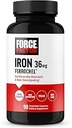 Force Factor, Iron Supplement for Women and Men, Non-Constipating, Gentle on the Stomach, Iron Bisglycinate 36 mg, 90 Sebze Capsules