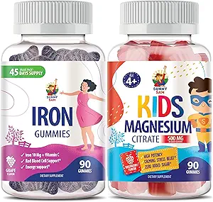 Çocuklar için Magnezyum Gummies 500 mg & Iron Gummies - Vitamin C C vitamini ile Demir Vitaminleri