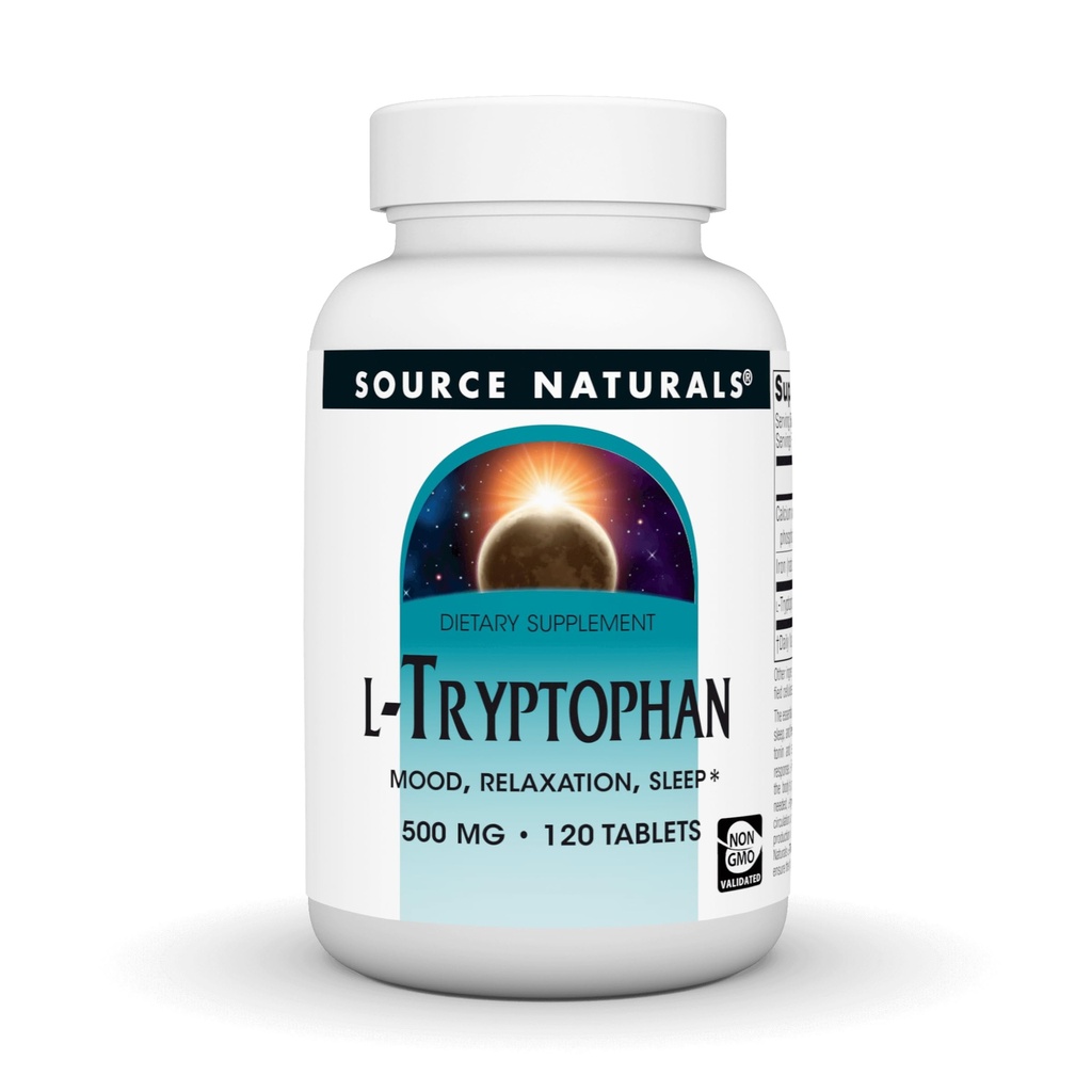 Kaynak Naturals L-Tryptophan, Mood, Relaxation ve Sleep*, 500 mg - 120 Tablet
