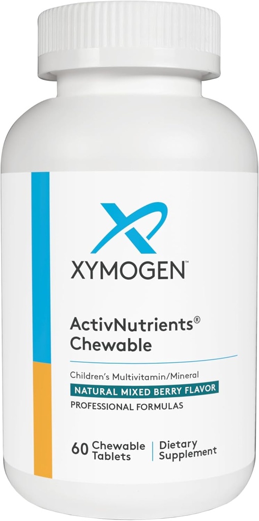 XYMOGEN Çocuk ActivNutrients Chewable - Çocuklar için Karma Berry Multivitamin - Sağlık + Immune Desteği - Chelated Minerals + B Vitaminleri (60 Tablet)