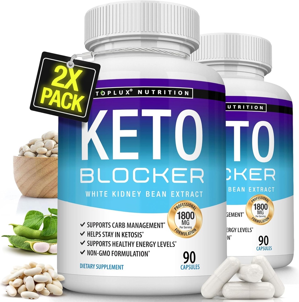 Bulkx Hua Blocker Pills White Kidney Bean Ekstraksiyon - 1800 mg Natural Ketosis, Support Keto Diyet, Erkekler Kadınlar için 90 Capsules, Tamamlanan Supplement