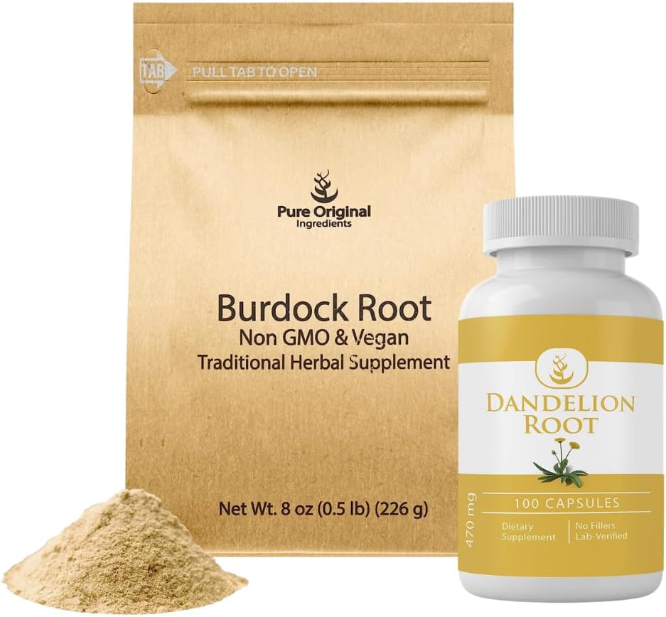 PURE ORIGINAL INGREDIENTS Burdock Root Extract Toz ve Dandelion Root Capules Sche, Toz & Capsules, Alwasy Pure, Lab-TY