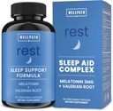 WellPath Rest Valerian Root Sleep Aid for Yetişkinler with Melatonin & L-Theanine | Natural & Herbal Uyku Pills with Extra Strength | 5HTP, Lemon Balm, Chamomile, 60 Ct