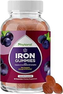 Natural Multivitamin Iron Gummies for Adults - Adult Gummy Vitamins with Iron and Energy Boost B Complex Vitamins - Gummy Supplement and Mental Clarity Focus Multivitamin