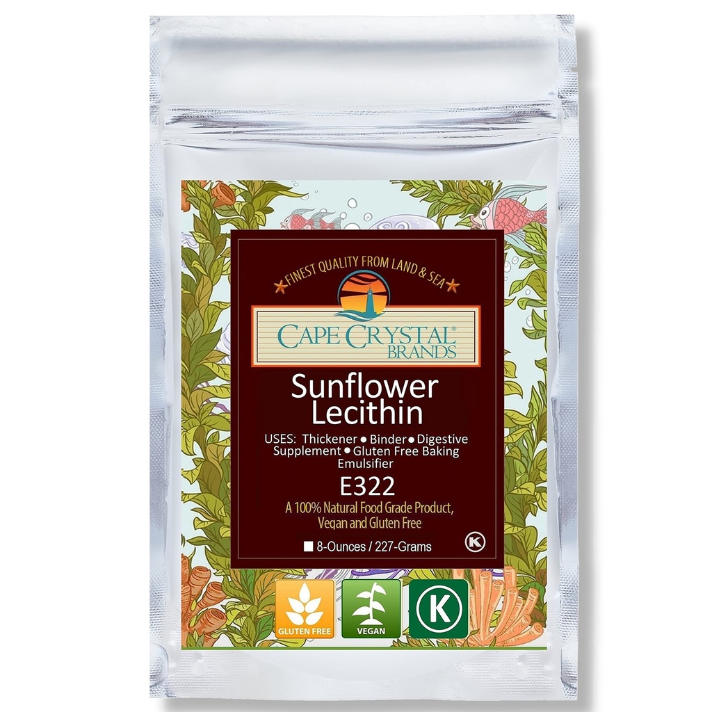 Cape Crystal Sunflower Lecithin Toz,% 100 Doğal ve Gluten-Free. Bu, Soy Lecithin Toz (8-oz) için Vegan, Non-GMO Alternatif.
